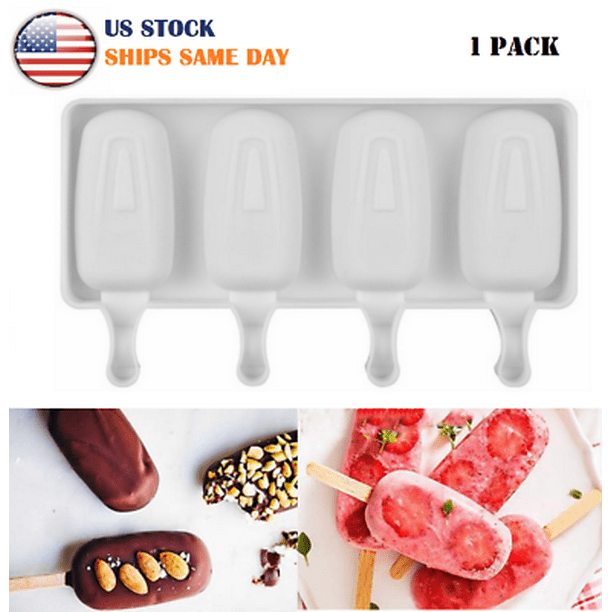 4 Cell Popsicle Molds Silicone DIY Frozen Ice Cream Mold Ice Lolly Pop Maker 4 Cell Popsicle Molds Silicone DIY Frozen Ice Cream Mold Ice Lolly Pop Maker